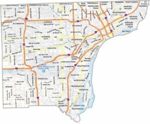 Wayne County Map, Michigan