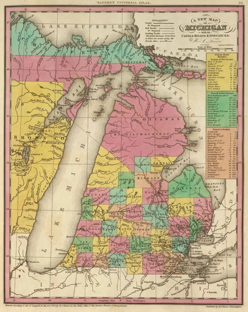Michigan County Historical Map