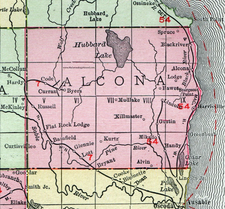 Alcona County Map Michigan