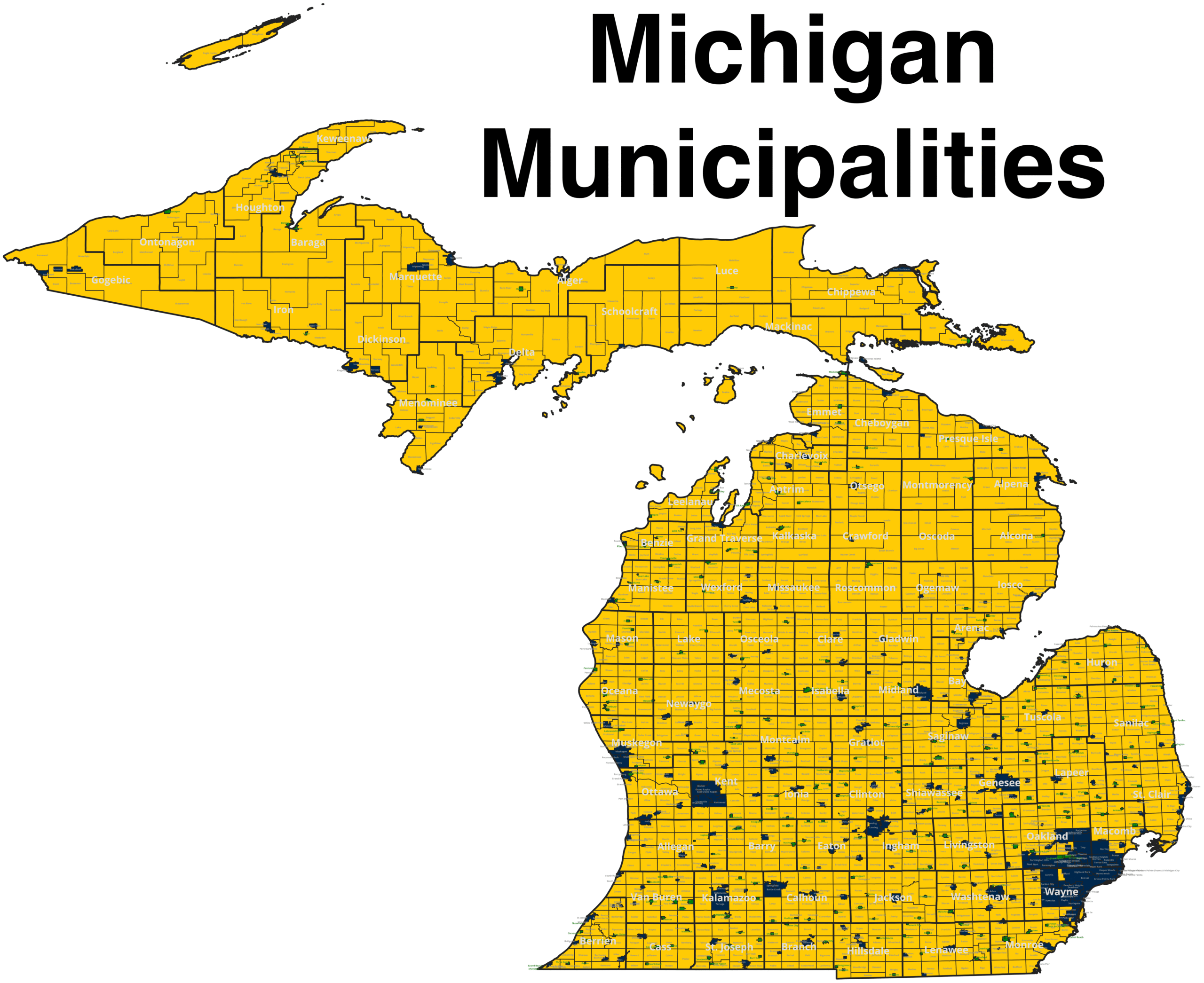 Official Michigan Municipalities and Cities Map